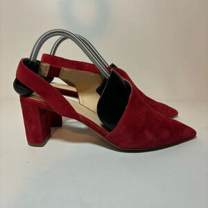 COLE HAAN Grand Women’s Heels Shoes 9B Vania Red Suede Leather Pump D'orsay